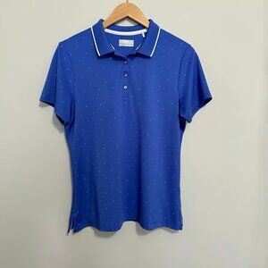 CALLAWAY Women's All Over Logo Golf Polo Short Sleeves Blue Size Large